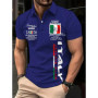Fashion Men's Polo Shirt Italy Graphic Print Summer Short Sleeve Casual Button-Down Tops Oversized Male Clothing Golf T-Shirt
