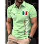 Fashion Men's Polo Shirt Italy Graphic Print Summer Short Sleeve Casual Button-Down Tops Oversized Male Clothing Golf T-Shirt