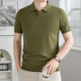 New 100 Lyocell Men'S T-Shirt Summer Thin Loose Casual Knit Collared Short-Sleeve Comfortable Breathable Polo Shirt