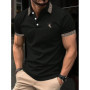 men's short-sleeved POLO shirt for summer men's polyester sports polo shirt comfortable 3D striped pattern print Men's clothing