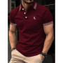 men's short-sleeved POLO shirt for summer men's polyester sports polo shirt comfortable 3D striped pattern print Men's clothing