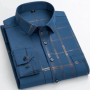 Men's Printed Shirt Long Sleeve Casual Elastic Soft No-iron Free Thin Easy Care Bausiness Silk Dress Shirts Luxury Clothing 6XL