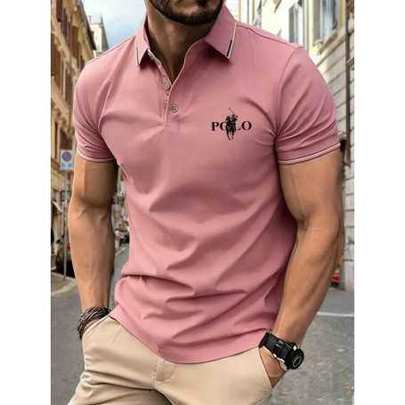 Men's Fitness Casual Sports T-shirt Gym Running Sports Elastic Short-sleeved Polo Shirt Lapel Top Men's Slim Fit T-shirt