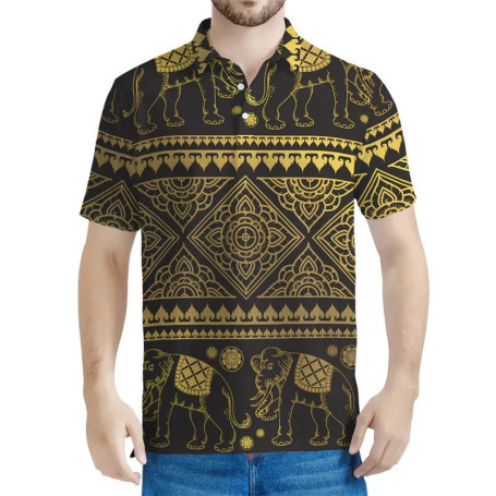 Thai Ethnic 3d Printed Polo Shirt For Men Clothes Summer Street Short Sleeved Tees Thailand Patterns Oversized T-Shirt Tops