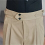Men's Naples Trousers, Daily Casual Drape Sense High Waist Straight Tube Leisure Pants.Retro Green Formal Suit Pants.29-36
