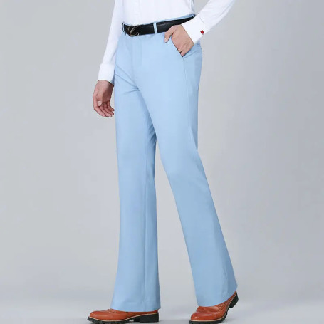 2024 Men Spring Summer Fashion Solid Color Casual Pants Men's Business Formal Suit Pants Male Long Thin Flared Trousers K412