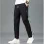 Summer Ice Silk Men's Pants Black Gray Thin Business Casual Pants Plus Size Outdoor Elastic Breathable Straight Leg Sweatpants