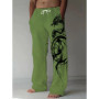 Spring Summer New Men's Cool Touch Trousers Dragon Print Stretch Breathable Trousers Hawaii Beach Drawstring Trousers