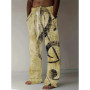 Spring Summer New Men's Cool Touch Trousers Dragon Print Stretch Breathable Trousers Hawaii Beach Drawstring Trousers