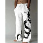 Spring Summer New Men's Cool Touch Trousers Dragon Print Stretch Breathable Trousers Hawaii Beach Drawstring Trousers