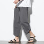 2024 Summer Men Chinese Style Cotton Linen Harem Pants Men Streetwear Breathable Beach Pants Male Casual Calf-Lenght Trousers
