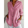 Shirt Women's Lapel Long Sleeve Solid Color Casual Single Breasted New Fashion Casual Restro Shirt Tops Blouses for Female