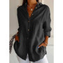 Shirt Women's Lapel Long Sleeve Solid Color Casual Single Breasted New Fashion Casual Restro Shirt Tops Blouses for Female