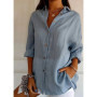 Shirt Women's Lapel Long Sleeve Solid Color Casual Single Breasted New Fashion Casual Restro Shirt Tops Blouses for Female