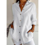 Shirt Women's Lapel Long Sleeve Solid Color Casual Single Breasted New Fashion Casual Restro Shirt Tops Blouses for Female