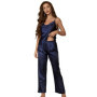 DNLin Thin Ice Silk Pajamas Women's Loungewear Set Sling Top and Sleep Pants Fashion Sexy Casual Outer Wear Home Wear