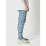 Street Elastic Jeans Men Denim Cargo Pants Wash Solid Color Multi Pockets Casual Mid Waist Trousers Slim Fit Daily Wear Joggers