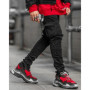 Street Elastic Jeans Men Denim Cargo Pants Wash Solid Color Multi Pockets Casual Mid Waist Trousers Slim Fit Daily Wear Joggers