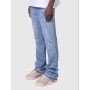 Men's Fashion Jeans Work Pants, European and American Fashion Workwear Elastic Patchwork Denim Layered Flared Pants S-XXL