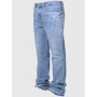 Men's Fashion Jeans Work Pants, European and American Fashion Workwear Elastic Patchwork Denim Layered Flared Pants S-XXL