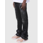 Men's Fashion Jeans Work Pants, European and American Fashion Workwear Elastic Patchwork Denim Layered Flared Pants S-XXL