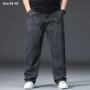 Loose Jeans Men Wide Leg Straight Stretched 150KG Elastic Plus Size 44 46 48 High Waist Large Trousers Classic Black Male Pants