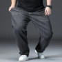 Loose Jeans Men Wide Leg Straight Stretched 150KG Elastic Plus Size 44 46 48 High Waist Large Trousers Classic Black Male Pants