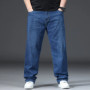 Loose Jeans Men Wide Leg Straight Stretched 150KG Elastic Plus Size 44 46 48 High Waist Large Trousers Classic Black Male Pants