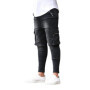 Street Elastic Jeans Men Denim Cargo Pants Wash Solid Color Multi Pockets Casual Mid Waist Trousers Slim Fit Daily Wear Joggers