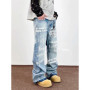 2025 Ropa Y2K Fashion Letter Printed Washed Blue Baggy New Jeans Pants For Men Clothing Gothic Punk Vintage Lady Denim Trousers