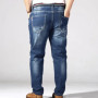 Plus Size Summer Jeans Men 6XL 7XL 8XL 180KG Homme Stretch Thin Straight Loose Pants Denim Sweatpants Scratched Ripped Trousers