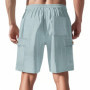 Men's Summer Corduroy Cargo Shorts Casual Multi-Pocket Drawstring Waist Breathable Sports Beach 5-Point Pants Loose Fit Trousers