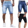 Men Jeans Shorts Strecth Washed Vintage Distressed Pockets Button Basics Straight Denims Streetwear 2025 Summer Short Pants