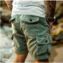 Men's Casual And Cargo Shorts Summer Corduroy Loose Elastic Waist Multi-Pocket Leisure Pants Embroidery Male Trousers HWY6689