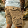 Men's Casual And Cargo Shorts Summer Corduroy Loose Elastic Waist Multi-Pocket Leisure Pants Embroidery Male Trousers HWY6689