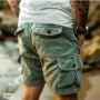 Men's Casual And Cargo Shorts Summer Corduroy Loose Elastic Waist Multi-Pocket Leisure Pants Embroidery Male Trousers HWY6689