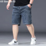 Men Shorts Loose Half Denim Trousers Summer Stretched Plus Size 150KG 46 48 50 52 Elastic High Waisted Oversized Short Jeans