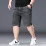 Men Shorts Loose Half Denim Trousers Summer Stretched Plus Size 150KG 46 48 50 52 Elastic High Waisted Oversized Short Jeans