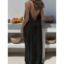 Backless Cami Dresses Open Back Lounge Dress Spaghetti Strap Sleeveless House Dress Long Sundress Holiday Beach Wear
