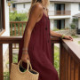 Backless Cami Dresses Open Back Lounge Dress Spaghetti Strap Sleeveless House Dress Long Sundress Holiday Beach Wear