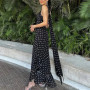 Tuularose Elegant Polka Dot Long Dress Summer Scarf Ribbon Ruffle Halter Pleated Dress Luxury Sleeveless Women's Evening Dresses