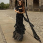Tuularose Elegant Polka Dot Long Dress Summer Scarf Ribbon Ruffle Halter Pleated Dress Luxury Sleeveless Women's Evening Dresses