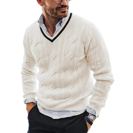 New2026 Men's Winter Knitted Sweater V-Neck Knitted Pullovers Club Party Solid Slim Warm Knitwear Sweaters Male Streetwear Tops