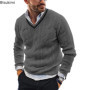 New2026 Men's Winter Knitted Sweater V-Neck Knitted Pullovers Club Party Solid Slim Warm Knitwear Sweaters Male Streetwear Tops