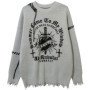 Gothic Punk Men Sweaters Cross Graphic Vintage Oversized Y2K Sweaters Knit Jumper Streetwear Harajuku Hip Hop Sweaters Knitwear