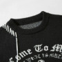 Gothic Punk Men Sweaters Cross Graphic Vintage Oversized Y2K Sweaters Knit Jumper Streetwear Harajuku Hip Hop Sweaters Knitwear