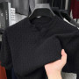 Men Trendy Henry Collar Knitwear Spring Summer 2025 Male Breathable 100 Cotton Clothes Short Sleeve Tops Pullover Knit T-shirts