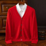 Loose Men's Knitted Wool V-Neck Cardigan Autumn Winter Base Layer Shirt Open Front Sweater Casual Style Large Size Knitwear