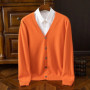 Loose Men's Knitted Wool V-Neck Cardigan Autumn Winter Base Layer Shirt Open Front Sweater Casual Style Large Size Knitwear