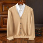 Loose Men's Knitted Wool V-Neck Cardigan Autumn Winter Base Layer Shirt Open Front Sweater Casual Style Large Size Knitwear
